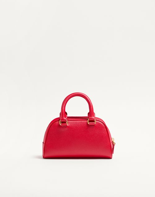 Valentino Garavani - Mini Vlogo Signature Bowling Bag In Grainy Calfskin - Rouge Pur - Woman - Top Handle Bags